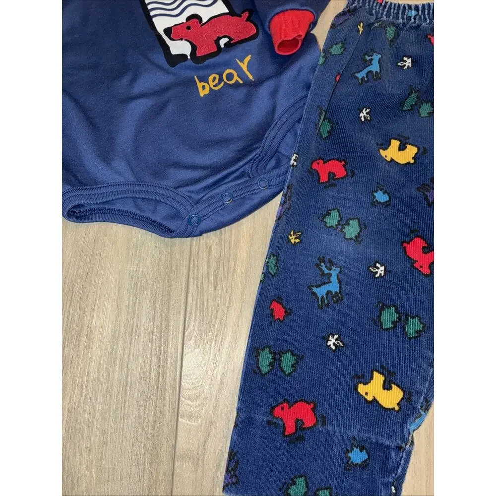 Vintage Carters 2 Piece Boys Set‎ 80s 90s Cordoroy Bear 18 Month